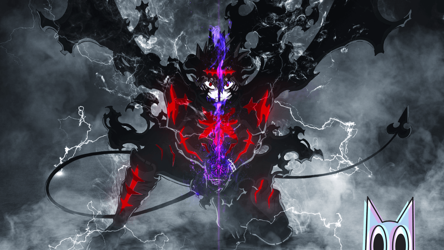 Asta com sua anti-magia em destaque, em uma arte promocional do arco do Reino de Spade do anime Black Clover.