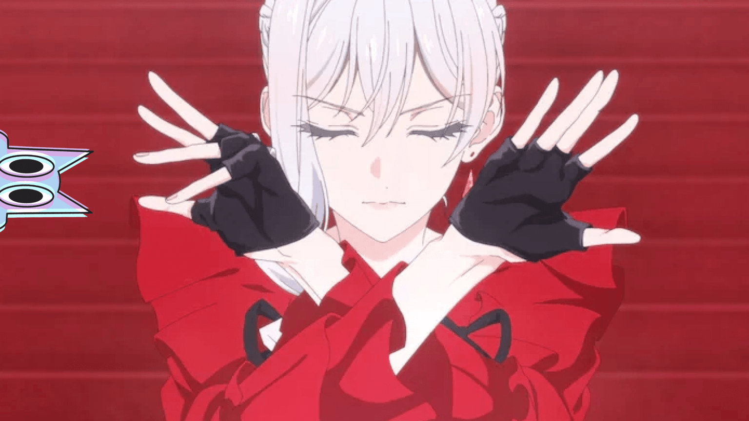 Scarlet, a protagonista de "May I Ask for One Final Thing?", com um sorriso sádico antes de atacar, em cena do novo trailer.