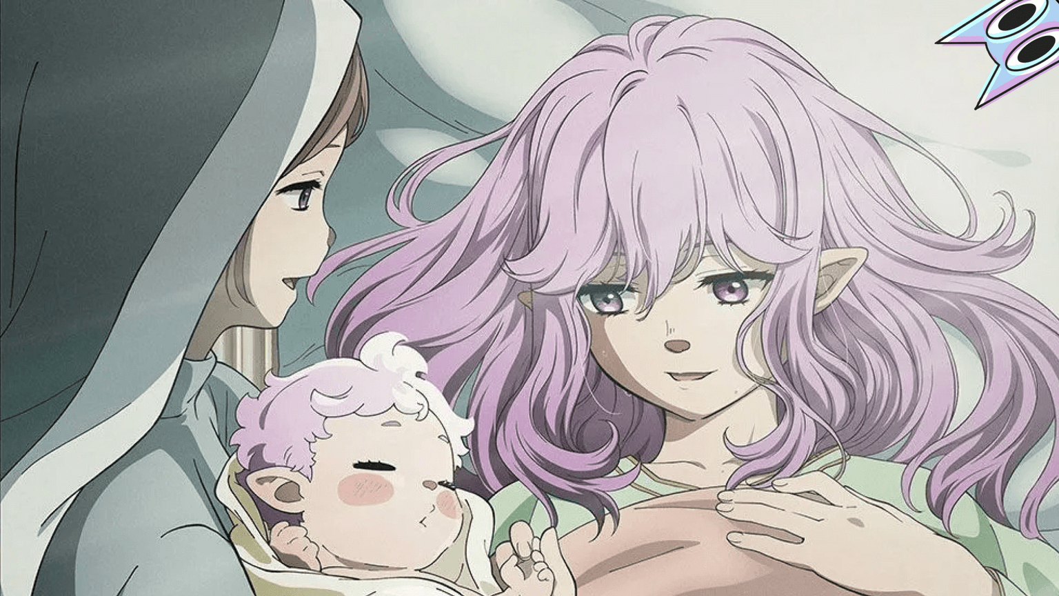 A bebê Luna com sua mãe, logo após nascer, em um guia sobre a personagem mais importante de Clevatess.