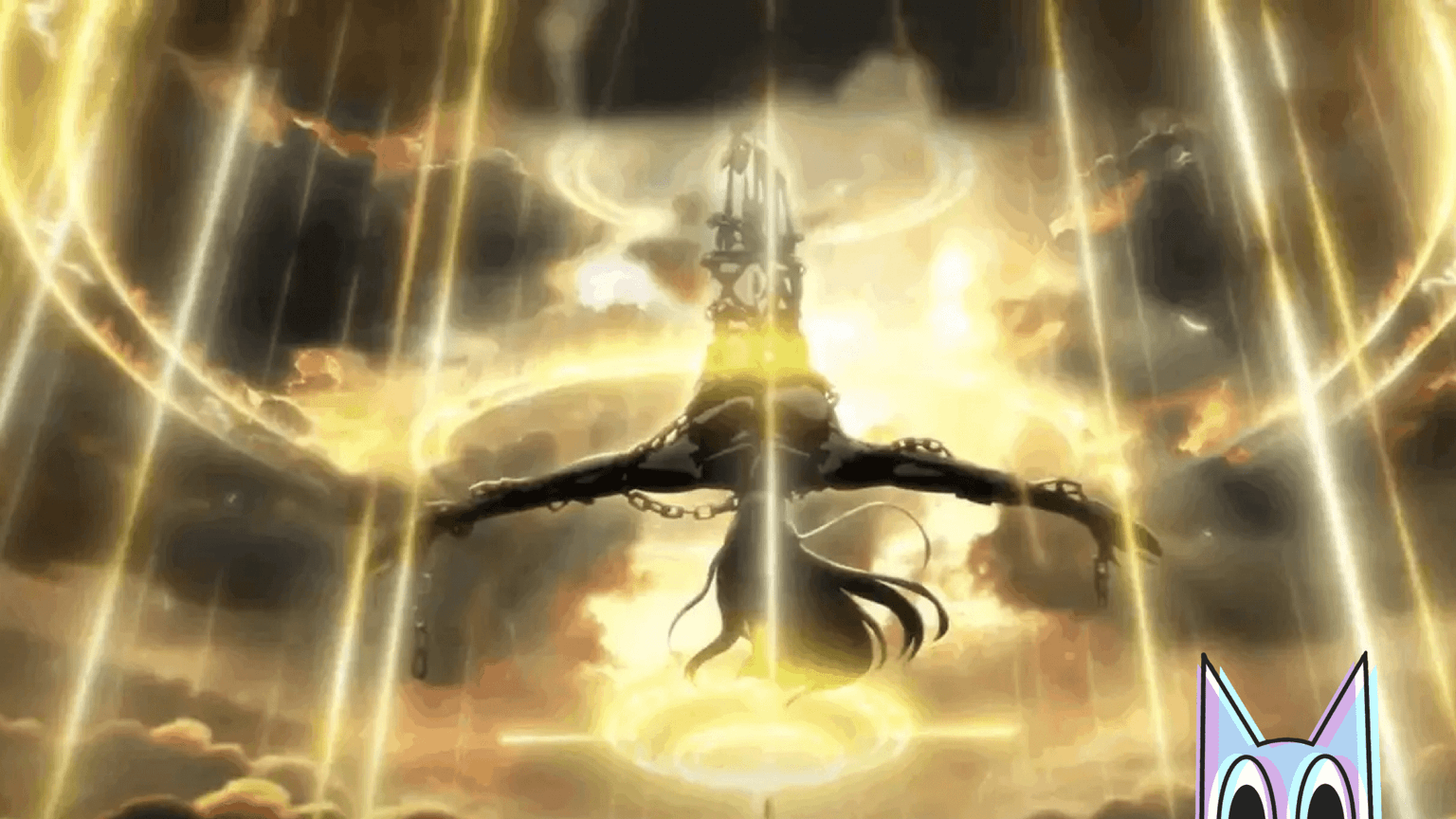 Klein Moretti como a persona 'O Louco' em seu plano astral, durante o ritual do Clube de Tarô, no episódio 5 de Lord of the Mysteries.