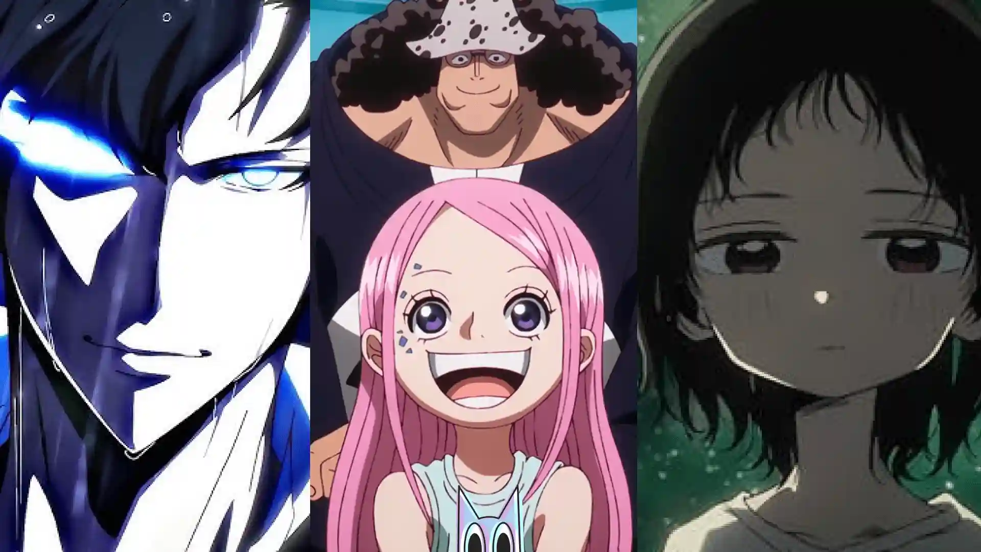 Montagem com Sung, Kuma, Bonney e Shizuka Kuze, com o logo do Anilore.