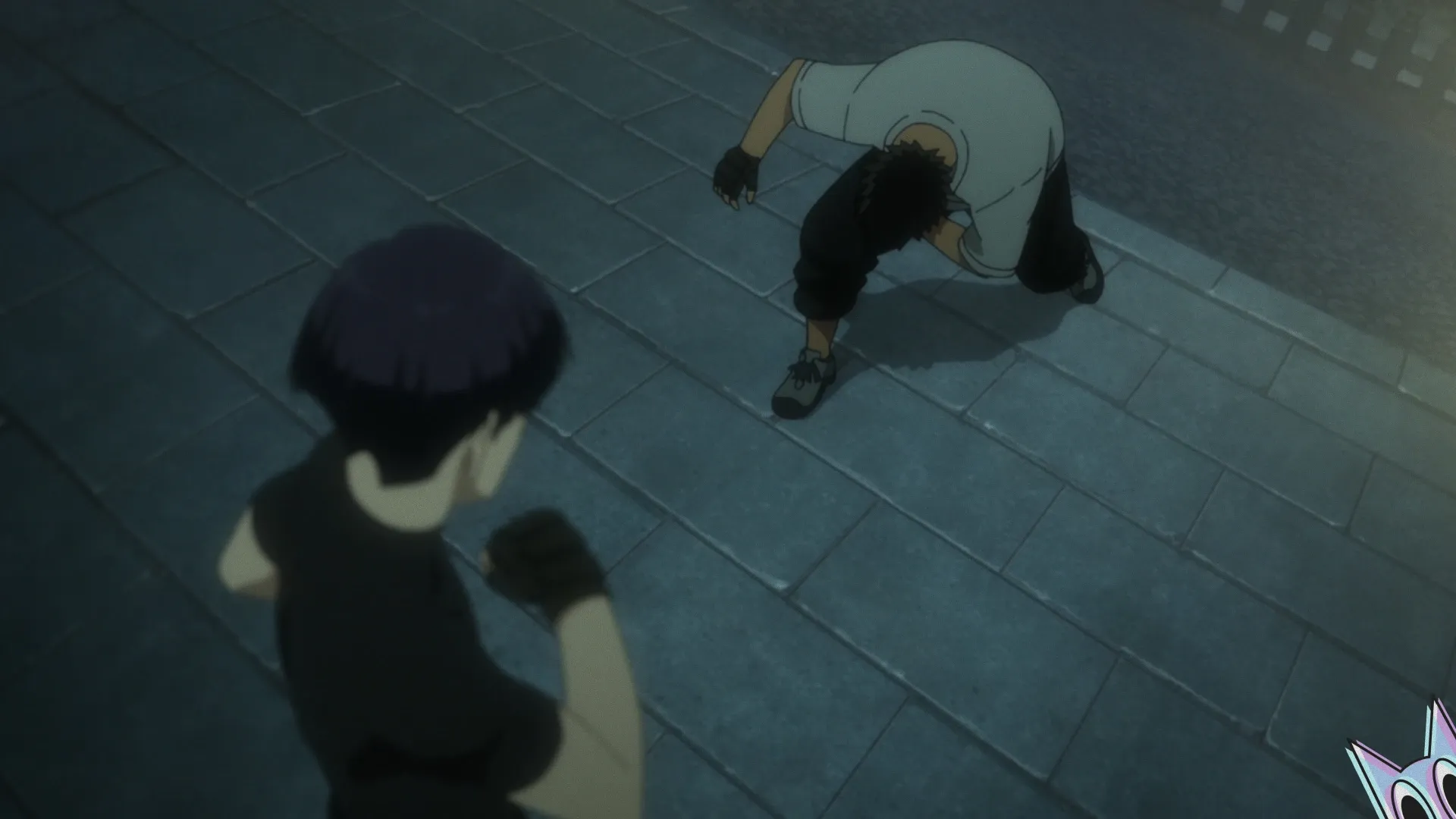 Kafka Hibino treinando com o Vice-Capitão Hoshina, com a sombra de um samurai fantasma ao fundo, na análise do episódio 8 de Kaiju No. 8.