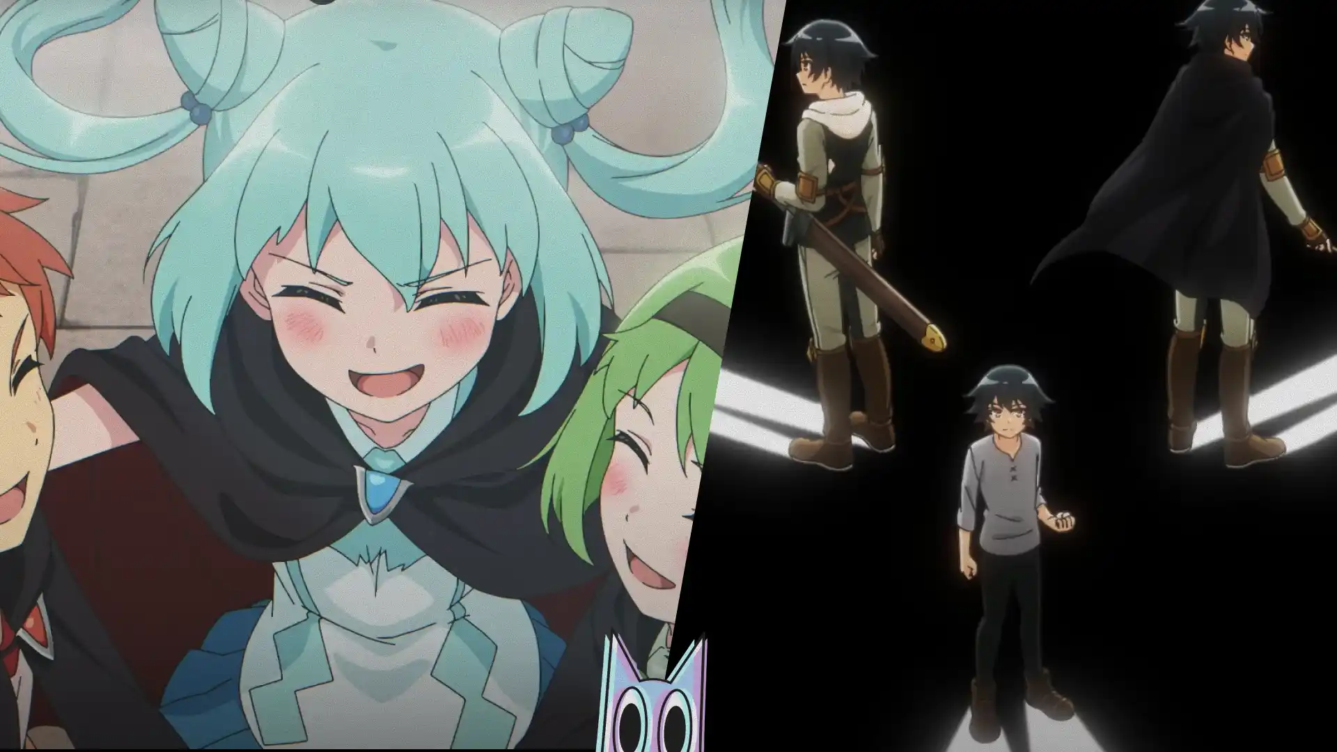 O protagonista Arel e as heroínas em destaque na arte promocional do anime Hero Without a Class.