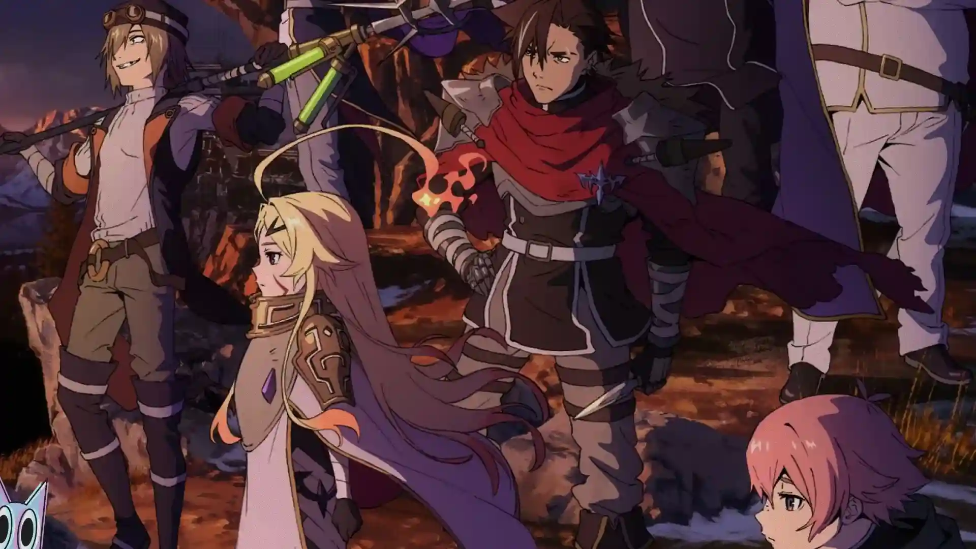 O protagonista Xylo Forbartz, junto com os principais personagens do anime Sentenced to Be a Hero.