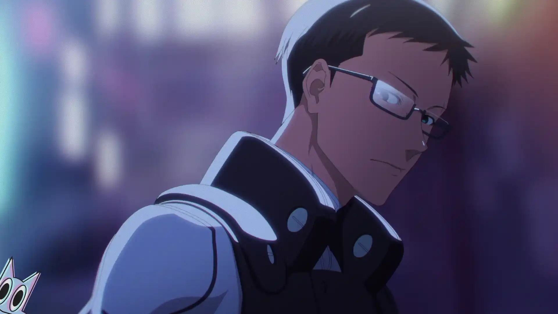 Reiji Kirihara com olhar frio e calculista no anime Black Torch.