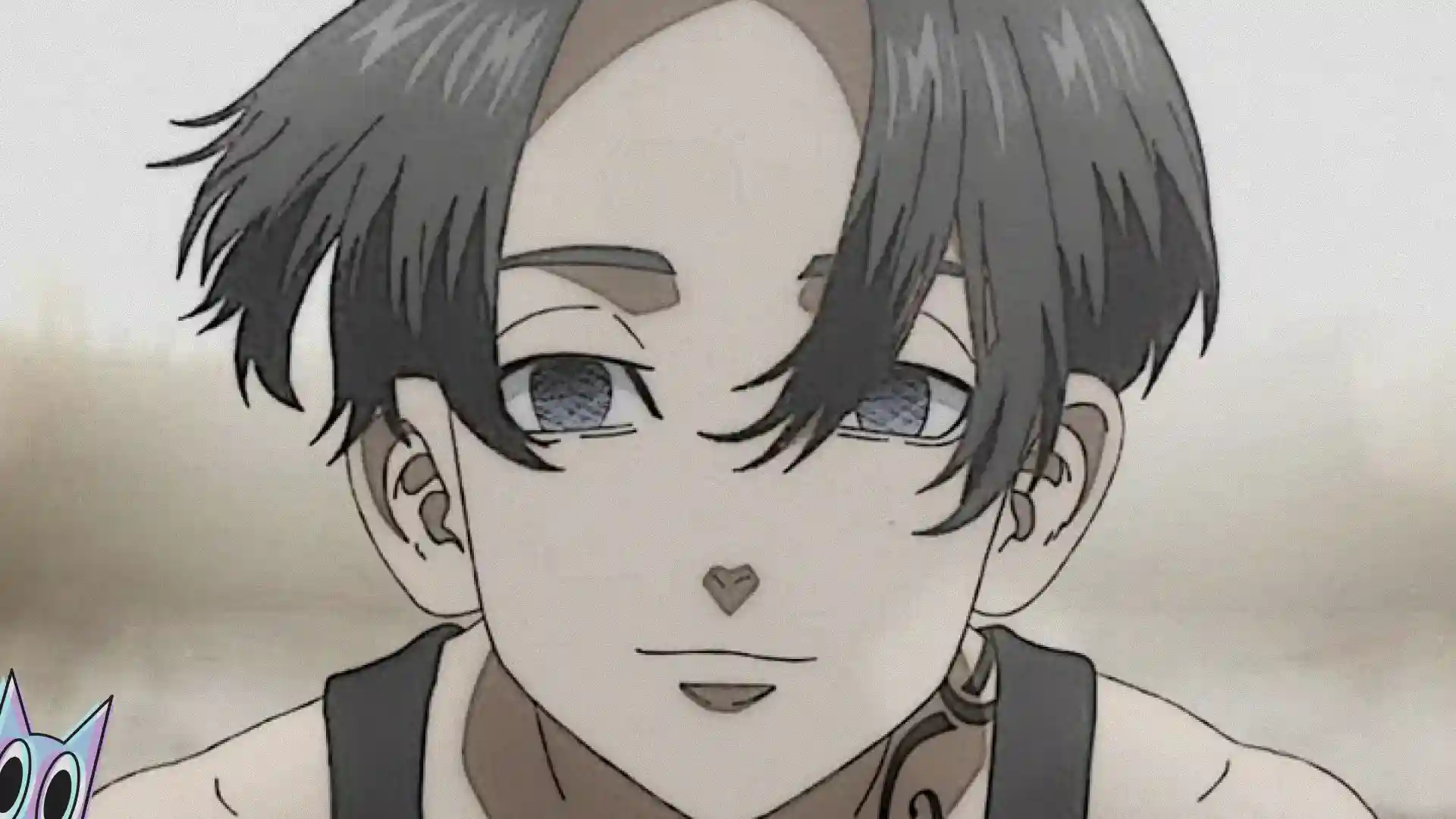 Close de Takemichi Hanagaki com o rosto machucado e lágrimas nos olhos, sob a neve, em cena do anime Tokyo Revengers.